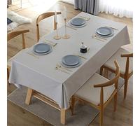 FANSU Plain Tablecloth PVC Wipe Clean Rectangular Waterproof Oil-Proof Table Cloth, Modern Plastic Tablecloths for Outdoor Party Picnic Indoor Kitchen Dining Table (Light Grey,90x150cm)