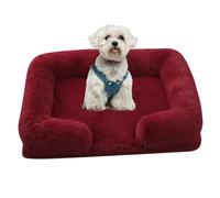 FANSU Plush Pet Bed Rectangle Washable for Dog Cat, Self Heating Blanket Pet Pad for Puppy Kitten Warm Soft Fleece Bed Mat with Non Slip Bottom for Large, Medium, Small (M,M27 Burgundy)