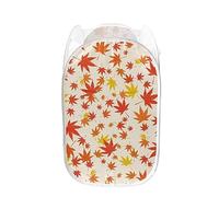 FANSU Pop Up Laundry Hamper, Autumn Maple Leaf Pattern 2 Pack Foldable Laundry Basket Mesh Washing Laundry Basket Dirty Clothes Storage Basket for Bedroom Bathroom College Dorm (L,Yellow Leaves)