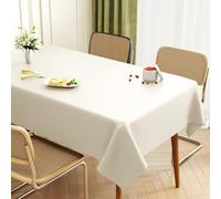 FANSU PVC Tablecloths Solid Color for Outdoor Tables, Waterproof Oil-proof Stain Resistant Table Cloth Wipeable Tablecloth Rectangular,Square Table Cover for Picnic,Dinner (Cream white,80 * 120CM)