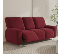 FANSU Recliner Chair Covers 3 Seater for Armchairs with Pockets, Stretch Recliner Slipcover for Electric Chair, Sofa Covers Furniture Protector for Living Room (3 Seater,red)