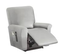 FANSU Recliner Chair Covers for Electric Chair 1 Seater, PU Leather Stretch Recliner Chair Slipcover for Armchairs with Pockets, Sofa Covers Furniture Protector for Living Room (1 Seater,Grey)