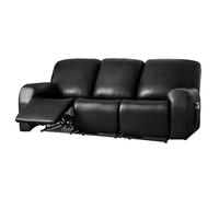 FANSU Recliner Chair Covers for Electric Chair 3 Seater, PU Leather Stretch Recliner Chair Slipcover for Armchairs with Pockets, Sofa Covers Furniture Protector for Living Room (3 Seater,Black)