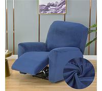 FANSU Recliner Chair Covers for Electric Chair with Pockets, Solid color Thicken Velvet Stretch Recliner Chair Slipcover for Armchairs, Sofa Covers Furniture Protector for Living Room (Navy blue)