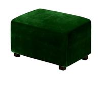 FANSU Rectangle Ottoman Cover, Solid Color Velvet Stretch Footstool Slipcover Storage Stool Protector Covers with Elastic Bottom, Slipcover Storage Footstool (Dark Green,L)