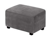 FANSU Rectangle Ottoman Cover, Solid Color Velvet Stretch Footstool Slipcover Storage Stool Protector Covers with Elastic Bottom, Slipcover Storage Footstool (Anthracite,XL)
