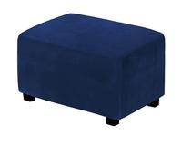 FANSU Rectangle Ottoman Cover, Solid Color Velvet Stretch Footstool Slipcover Storage Stool Protector Covers with Elastic Bottom, Slipcover Storage Footstool (Navy Blue,S)