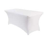 FANSU Rectangle Spandex Tablecloth,Fitted Table Cloth Rectangle Elasticated Table Cover Stretch Tablecloths Washable for Party Wedding Event Banquet Birthday Outdoor (White,183x76cm/6FT)