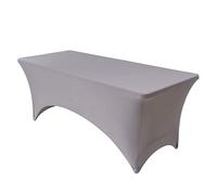 FANSU Rectangle Spandex Tablecloth, Fitted Table Cloth Rectangle Elasticated Table Cover Stretch Tablecloths Washable for Party Wedding Event Banquet Birthday (Gray,6FT/183x76cm)