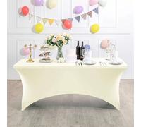 FANSU Rectangle Spandex Tablecloth, Solid Color Fitted Table Cloth Rectangle Elasticated Table Cover Stretch Tablecloths for Party Wedding Banquet Birthday (Milky White,6FT/183x76cm)