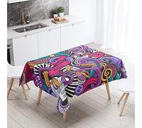 FANSU Rectangular Polyester Waterproof Tablecloth, Creative 3D music pattern Table Cover,Multi-purpose Decorative for Party Banquet Garden Outdoor or Indoor (Graffiti,60x60cm)