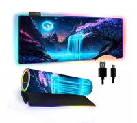 FANSU RGB Gaming Mouse Pad, Extra Large Mouse Mat, Cool LED Light Up Desk Pad, with Non-Slip Rubber Base, Soft Computer Keyboard Mousepad for Game lover, 3d Print (Blue,800x400x4mm)