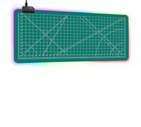 FANSU RGB Gaming Mouse Pad, Extra Large Mouse Mat, Cool LED Light Up Desk Pad, with Non-Slip Rubber Base, Soft Computer Keyboard Mousepad for Game, Tools Ruler Print (Green,700x300x4mm)