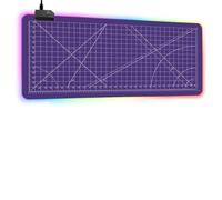 FANSU RGB Gaming Mouse Pad, Extra Large Mouse Mat, Cool LED Light Up Desk Pad, with Non-Slip Rubber Base, Soft Computer Keyboard Mousepad for Game, Tools Ruler Print (Purple,600x300x4mm)