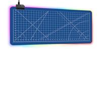 FANSU RGB Gaming Mouse Pad, Extra Large Mouse Mat, Cool LED Light Up Desk Pad, with Non-Slip Rubber Base, Soft Computer Keyboard Mousepad for Game, Tools Ruler Print (Blue,800x300x4mm)
