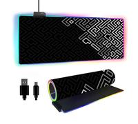 FANSU RGB Gaming Mouse Pad, Extra Large Mouse Mat, Cool LED Light Up Desk Pad, with Non-Slip Rubber Base, Soft Computer Keyboard Mousepad for Game, Tetris Print (Gray white,800x400x4mm)