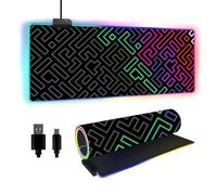 FANSU RGB Gaming Mouse Pad, Extra Large Mouse Mat, Cool LED Light Up Desk Pad, with Non-Slip Rubber Base, Soft Computer Keyboard Mousepad for Game, Tetris Print (Green red,600x300x4mm)
