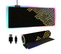FANSU RGB Gaming Mouse Pad, Extra Large Mouse Mat, Cool LED Light Up Desk Pad, with Non-Slip Rubber Base, Soft Computer Keyboard Mousepad for Game, Tetris Print (Yellow,800x400x4mm)