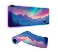 FANSU RGB Mouse Pad, Extra Large Gaming Mouse Mat LED Light Up Desk Pad with Non-Slip Rubber Base Surface Computer Keyboard Mousepad (Pink,350x250x4mm)