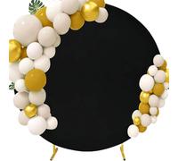 FANSU Round Backdrop Cover, Modern Solid Color Spandex Wedding Round Arch Cover Backdrop for Ceremony Graduation Bridal Baby Shower Anniversary Background (Black,6FT)
