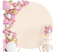 FANSU Round Backdrop Cover, Modern Solid Color Spandex Wedding Round Arch Cover Backdrop for Ceremony Graduation Bridal Baby Shower Anniversary Background (Beige,6FT)