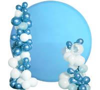 FANSU Round Backdrop Cover, Modern Solid Color Spandex Wedding Round Arch Cover Backdrop for Ceremony Graduation Bridal Baby Shower Anniversary Background (Blue,6FT)