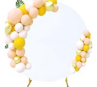 FANSU Round Backdrop Cover, Modern Solid Color Spandex Wedding Round Arch Cover Backdrop for Ceremony Graduation Bridal Baby Shower Anniversary Background (White,5FT)