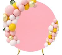 FANSU Round Backdrop Cover, Modern Solid Color Spandex Wedding Round Arch Cover Backdrop for Ceremony Graduation Bridal Baby Shower Anniversary Background (Pink,5FT)