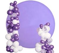 FANSU Round Backdrop Cover, Modern Solid Color Spandex Wedding Round Arch Cover Backdrop for Ceremony Graduation Bridal Baby Shower Anniversary Background (Purple,7.2FT)