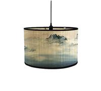 FANSU Round Drum Light Shade for Table Lamp, Chinese Style Pattern Pendant Lampshades Easy Fit for Living Rooms, Bedroom, Hallways, Reading Room (30 * 20cm,Mountain Peak 9)