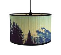 FANSU Round Drum Light Shade for Table Lamp, Modern Brown Vintage Pendant Lampshades Easy Fit for Living Rooms, Bedroom, Hallways, Reading Room (30x30x20cm,Mountain)