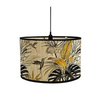 FANSU Round Drum Light Shade for Table Lamp, Modern Brown Vintage Pendant Lampshades Easy Fit for Living Rooms, Bedroom, Hallways, Reading Room (30x30x20cm,Yellow Leaves)