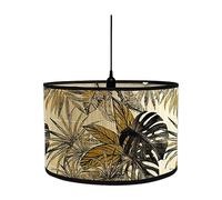 FANSU Round Drum Light Shade for Table Lamp, Modern Brown Vintage Pendant Lampshades Easy Fit for Living Rooms, Bedroom, Hallways, Reading Room (30x30x20cm,Retro Graffiti)