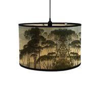 FANSU Round Drum Light Shade for Table Lamp, Modern Chinese Style Pattern Pendant Lampshades Easy Fit for Living Rooms, Bedroom, Hallways, Reading Room (Pine)