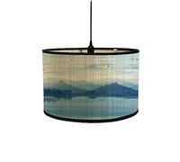 FANSU Round Drum Light Shade for Table Lamp, Modern Chinese Style Pattern Pendant Lampshades Easy Fit for Living Rooms, Bedroom, Hallways, Reading Room (Nature)