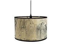 FANSU Round Drum Light Shade for Table Lamp, Modern Chinese Style Pendant Lampshades Easy Fit for Living Rooms, Bedroom, Hallways, Reading Room (Bird,30x30x20cm)