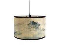 FANSU Round Drum Light Shade for Table Lamp, Modern Chinese Style Pendant Lampshades Easy Fit for Living Rooms, Bedroom, Hallways, Reading Room (Blue,30x30x20cm)