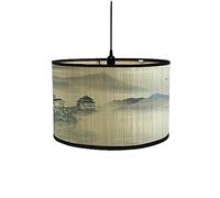 FANSU Round Drum Light Shade for Table Lamp, Modern Chinese Style Pendant Lampshades Easy Fit for Living Rooms, Bedroom, Hallways, Reading Room (Painting,30x30x20cm)