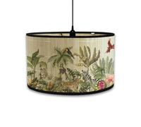 FANSU Round Drum Light Shade for Table Lamp, Modern Pattern Pendant Lampshades Easy Fit for Living Rooms, Bedroom, Hallways, Reading Room (Flamingo,30x20cm)