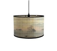 FANSU Round Drum Light Shade for Table Lamp, Modern Pattern Pendant Lampshades Easy Fit for Living Rooms, Bedroom, Hallways, Reading Room (20x30cm,River Cloud)