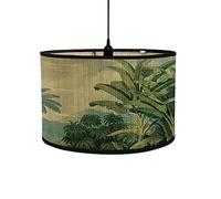 FANSU Round Drum Light Shade for Table Lamp, Plant Bird Modern Pendant Lampshades Easy Fit for Living Rooms, Bedroom, Hallways, Reading Room (Palm Leaf,30x30x20cm)
