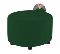 FANSU Round Ottoman Cover, Solid Color Velvet Stretch Footstool Slipcover Storage Stool Protector Covers with Elastic Bottom, Slipcover Storage Footstool (Dark Green,S)