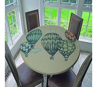 FANSU Round Table Cloths, 3D Printed Waterproof Washable Oil-Proof Tablecloth Outdoor Elastic Edge Table Cover for Kitchen Party Garden Dinning Decoration (hot air balloon,Diameter 200cm)
