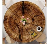 FANSU Round Table Cover with Elastic, 60-140cm Circle Table Cloth Fitted Stretch Fitted Tablecloth Non-Slip Round Table Protector Washable for Dining Outdoor Garden (Vintage Wood 7,80cm)