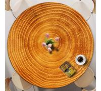 FANSU Round Table Cover with Elastic, 60-140cm Circle Table Cloth Fitted Stretch Fitted Tablecloth Non-Slip Round Table Protector Washable for Dining Outdoor Garden (Vintage Wood 8,110cm)