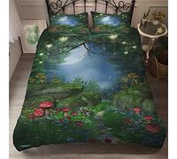 FANSU Set Biancheria da Letto, Microfibra Set Camera da Letto Copripiumino federe Adatto per Letto Doppio Matrimoniale King Size - Stampa 3D di Funghi (Psychedelic Forest,240x220cm(3pcs))