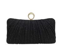 FANSU Shimmer Pleats Evening Clutch Bag for Women Wedding Guest (Black)