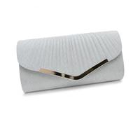 FANSU Shimmering Evening Clutch Bag for Women Wedding Guest (Silver)