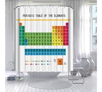 FANSU Shower Curtain Waterproof Anti Mould Water Resistant Mould Proof, 3D Periodic Table of the Elements Printed Polyester Fabric Bath Curtains Bathroom Curtains with Hooks (F,150x180cm)