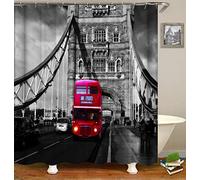 FANSU Shower Curtain Waterproof Anti Mould Water Resistant Mould Proof, 3D Printed Polyester Fabric Bath Curtains Bathroom Curtains with Hooks Home Decor (London,180x180cm)